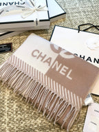 CC Scarf 184 CM In Milky Brown Mix White Wool Jacquard 424859