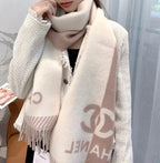 CC Scarf 184 CM In Milky Brown Mix White Wool Jacquard 424859