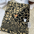 Loewe Scarf 180CM  Black Beige Wool Cashmere 968582