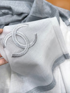 CC Scarf 200 CM In Light Grey Mix White Cashmere Silk 385379