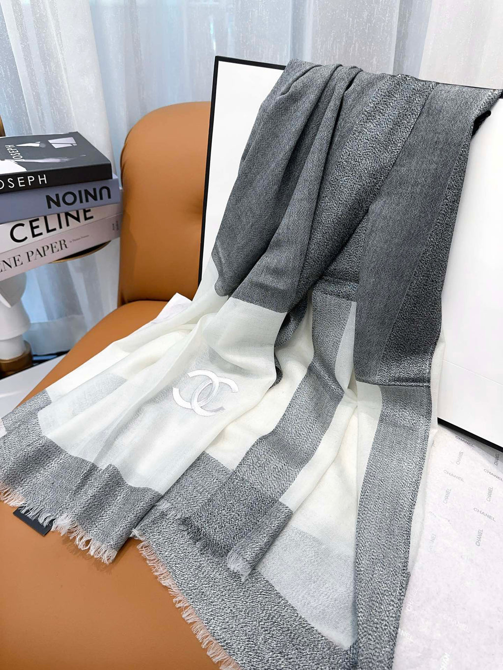 CC Scarf 200 CM In Grey Mix White Cashmere  416880