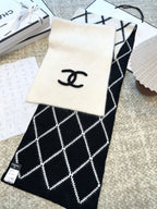 CC Scarf 180 CM In White Mix Black Cashmere And Fleece Wool Mix Mulberry Silk 413700