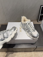 CD platform casual sneaker white sliver wool suede mesh 539676