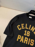 Celine 25 "CELINE 16 PARIS" T-shirt Black mix Yellow Cotton