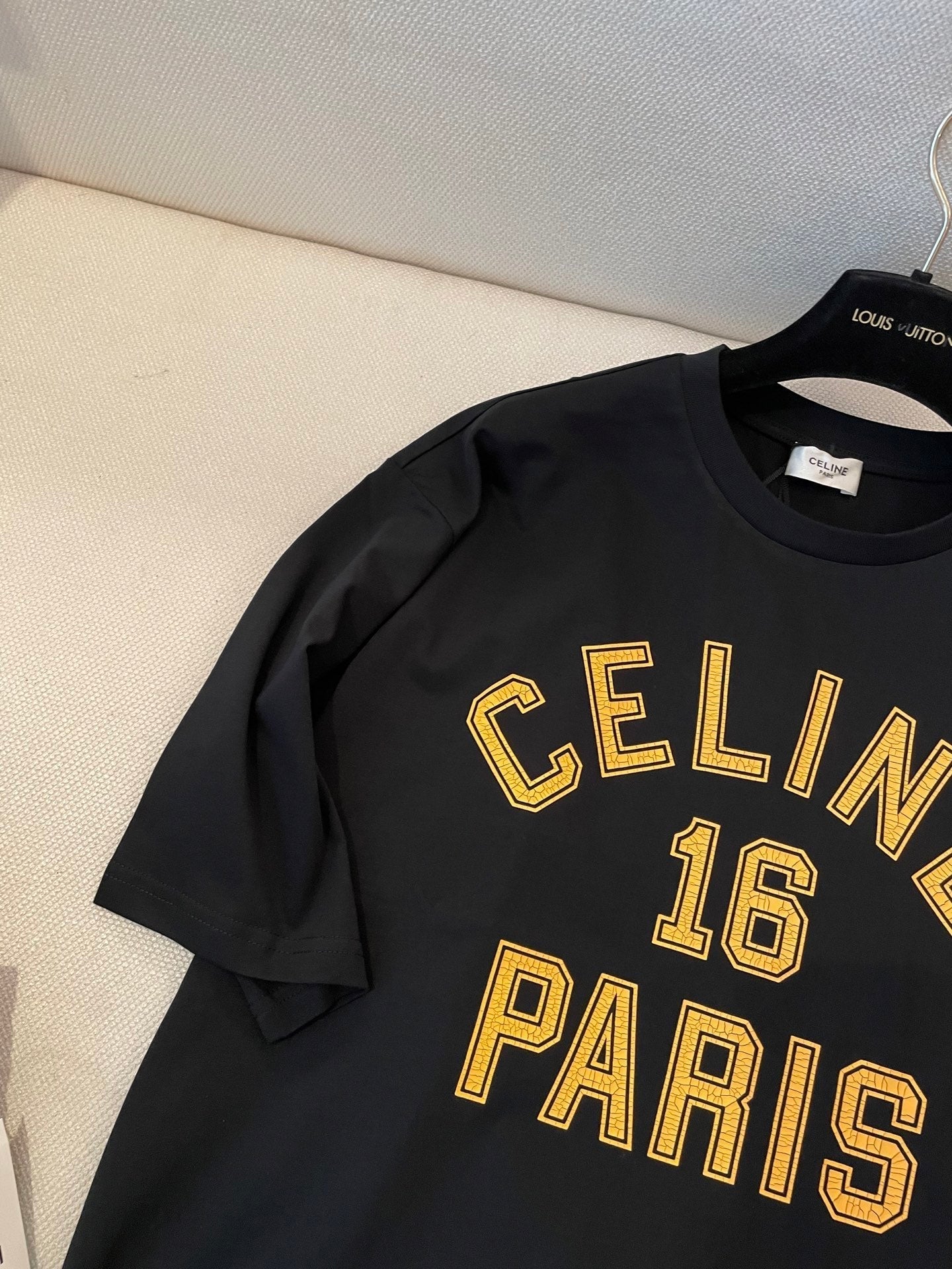 Celine 25 "CELINE 16 PARIS" T-shirt Black mix Yellow Cotton