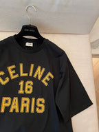 Celine 25 "CELINE 16 PARIS" T-shirt Black mix Yellow Cotton