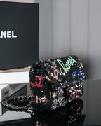 24S Flap Bag 20cm Multicolor Sequin Calfskin