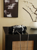 CC 2025 Bow Flap Bag Black White Sequin 308597