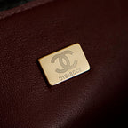 Chanel 25 Crocodile-embossed 40cm Bag Black Cowhide 322959