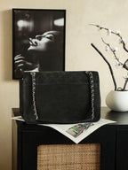 Chanel 25 Classic Single Flap Bag 35cm Black Leather 323477