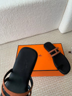 GEORGIA SANDALS BLACK MIX BROWN CALFSKIN