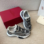 Valentino Sneaker 50mm In Black Mix Grey Blue Mesh Fabric And Cowhide 814272