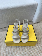 FENDI HIGH SANDAL 10 CM IN BEIGE CALFSKIN