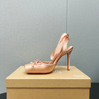 CL 25C Cassia Lace Up 100mm Peach Pink Silk 212131
