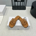 Loewe 25 Petal Anagram Slides Brown Cowhide