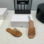 Loewe 25 Petal Anagram Slides Brown Cowhide