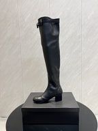 CC 25 Bowknot Stretch Boots Black Sheepskin 516420