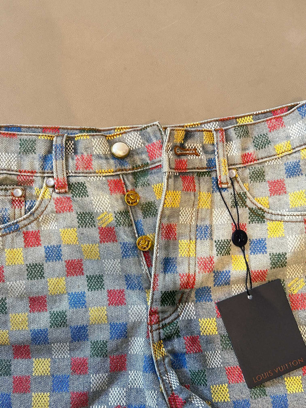 LV Checkerboard Design Short Multicolor Cotton