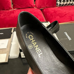 ballet flat white flower black calfskin