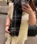 CC Scarf 200 CM In Black With White Stripes Cashmere 394656