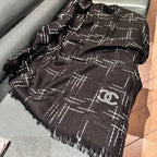 CC Scarf 200 CM In Black With White Stripes Cashmere 394656