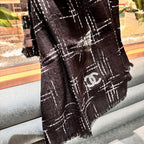 CC Scarf 200 CM In Black With White Stripes Cashmere 394656