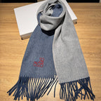 SCARF 180 CM IN PIGEON BLUE MIX LIGHT GRAY CASHMERE 407386