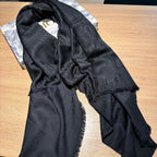 SQUARE SCARF 140 CM IN AEGEAN BLACK  WOOL AND SILK 415449
