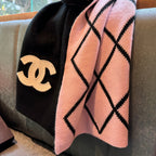 CC Scarf 180 CM In Black Mix Pink Wool 421510