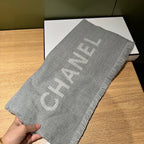 CC Scarf 185 CM In Grey Serrated Shape Cashmere 422860