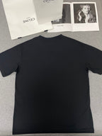 Celine Gothic Embroidered Plain Loose T-shirt Black Cotton