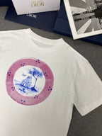 CD Loose T-shirt White Blue Cotton