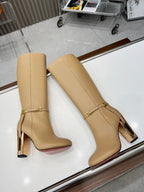 FENDI knee boots high heel beige cowhide 521211