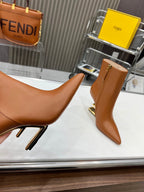 FENDI First Wedge Boots Brown Sheepskin 521223