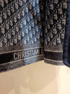 CD Hooded Long Coat Navy Blue Wool Silk