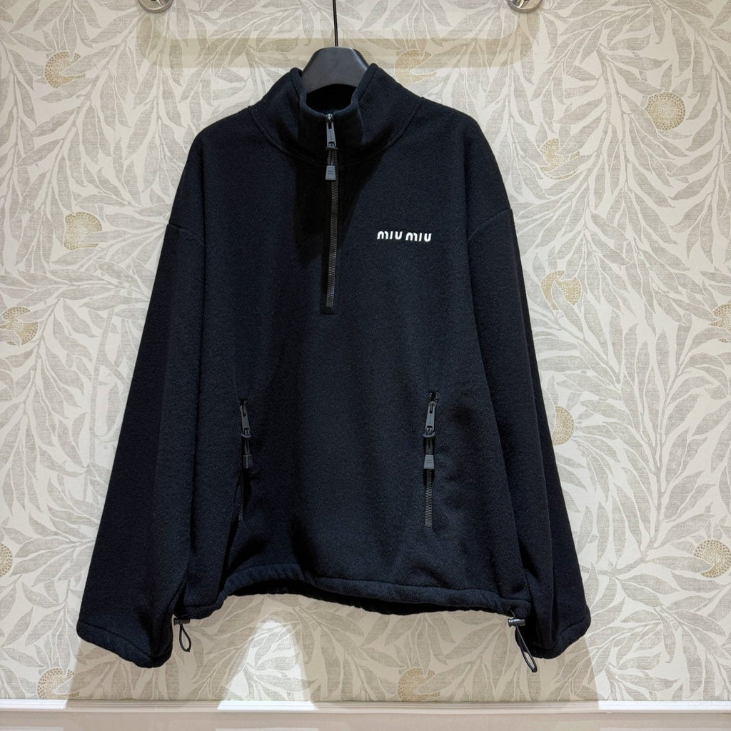 Miu Miu Half-pullover Sweatshirt Black Polyester