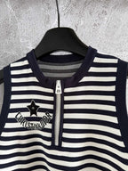 CD Striped High Waist Top Dark Blue White Viscose