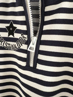 CD Striped High Waist Top Dark Blue White Viscose