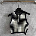 CD Striped High Waist Top Dark Blue White Viscose
