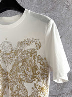 CD Butterfly T-shirt White mix Yellow Cotton Linen