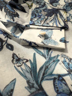 CD Butterfly Shirt White mix Blue Cotton Linen