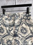 CD Sun God Skirt Beige Blue Cotton