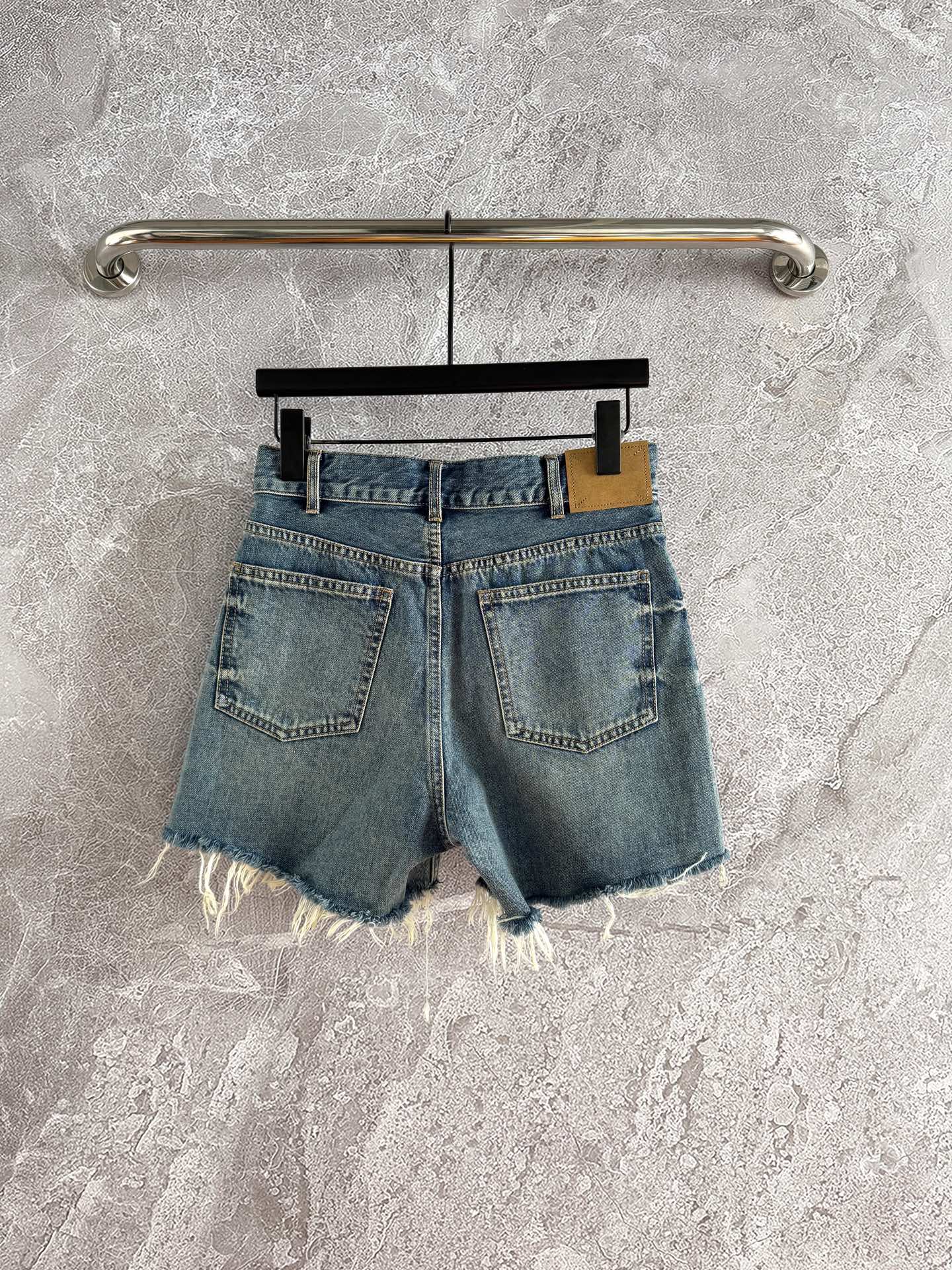 Celine Arc de Triomphe Shorts Blue Cotton