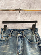 Celine Arc de Triomphe Shorts Blue Cotton