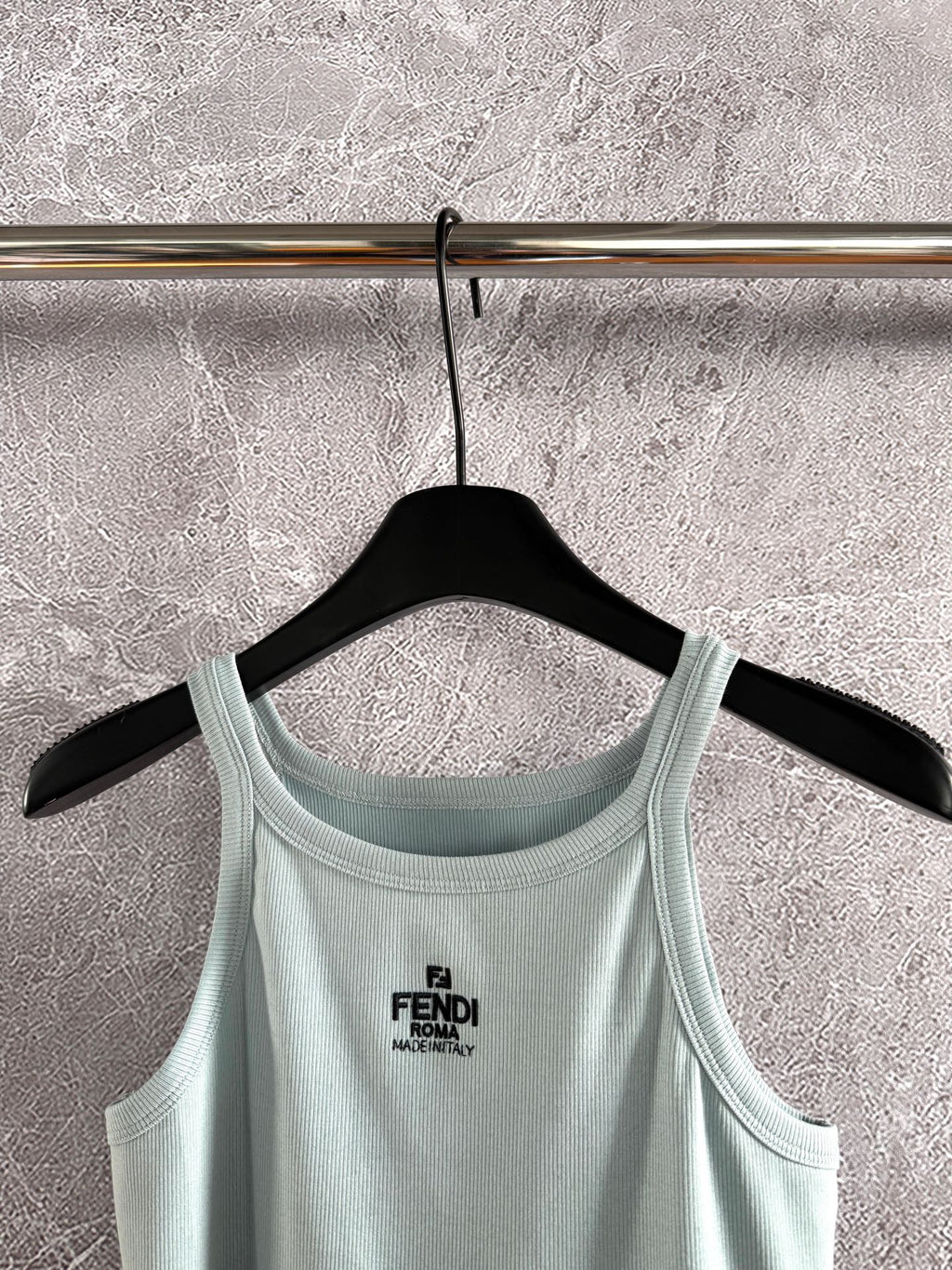 Fendi Embroidered Vest Blue Green Cotton