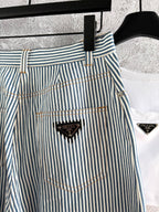 Prada Striped Pants Blue mix White Cotton