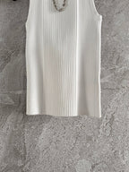 LV Chain Knitted Vest Shirt White Viscose Poliester