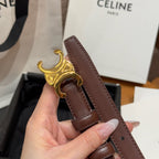 CEL Triomphe Belt 18mm Brown Gold Calfskin 187490