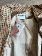 Miu Miu 25 Plaid Stand-up Collar Jacket Katun Pelapis