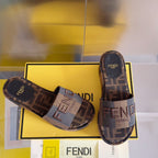 FF Sunshine 65 Black Brown Canvas Flatform Slide
